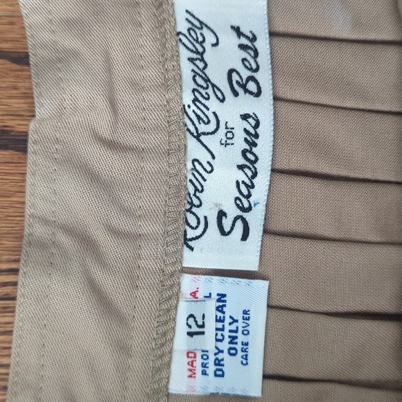 Vtg  70s Tan Pleated Flowy Long Old Money Midi Skirt W28 Medium - Picture 6 of 9